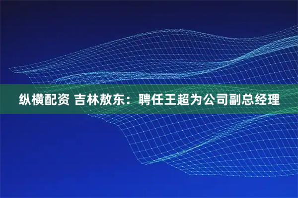 纵横配资 吉林敖东：聘任王超为公司副总经理